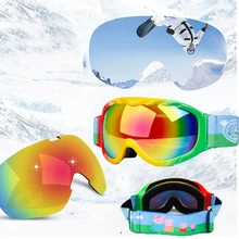 Детские зимние лыжные очки, Снежная маска, двухслойная, анти-туман, маска для сноуборда, очки для катания на коньках, очки