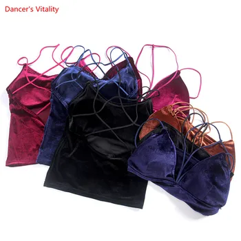 

2018 New Autumn And Winter Belly Dance Practice Clothes Jacket Velvet Sling Vest Female Inside Underwear