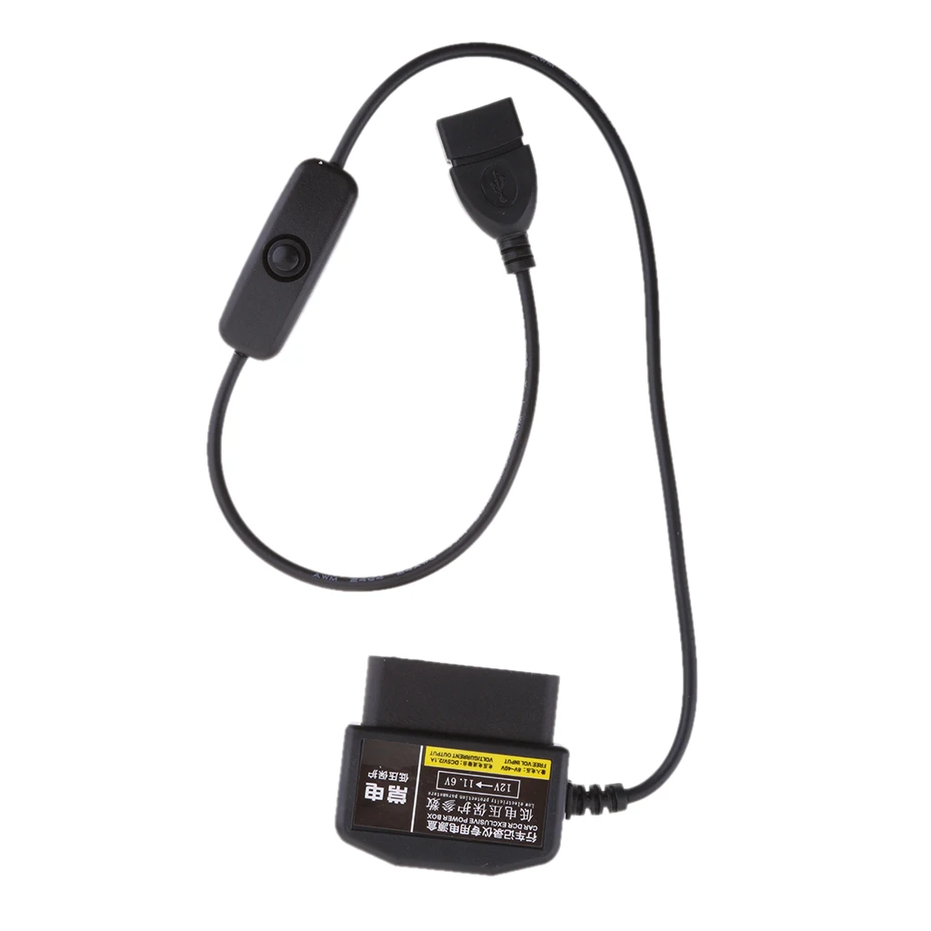 OBD 2 Car Charger 16 Pin Connector USB Power Cable for Phone Camera DVR GPS