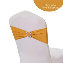 100 шт./лот Свадебные украшения спандекс Лайкровые повязки на стул с круглой пряжкой Подвязка из спандекса для стула для свадебной вечеринки