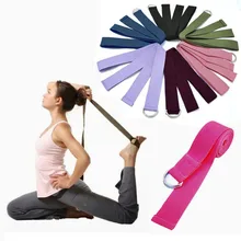 New Multi-Colors Women Yoga Stretch Strap D-Ring Belt Fitness Exercise Gym Rope Figure Waist Leg Resistance Fitness Bands Cotton