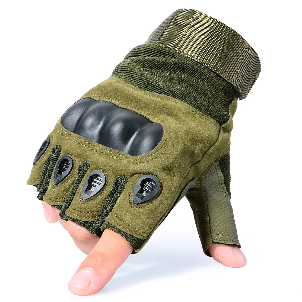 Тактические перчатки варежки без пальцев Военная армия Пейнтбол спецназ велосипед кожа резиновая защита костяшки вождение вождения половина черный пальцев зеленый рукавицы для мужчин