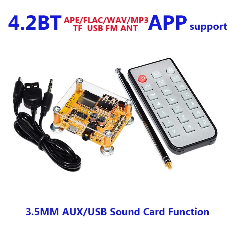 

1Set 4.2 Bluetooth MP3 APE Decoding Board Car Wireless FM ANT Speaker Audio Receiver Module Support USB/TF/U-DISK/IR Remote APP