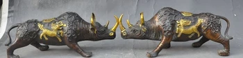 

10"china bronze gilt fengshui Kirin Kylin Rhinoceros Rhino statue Sculpture pair