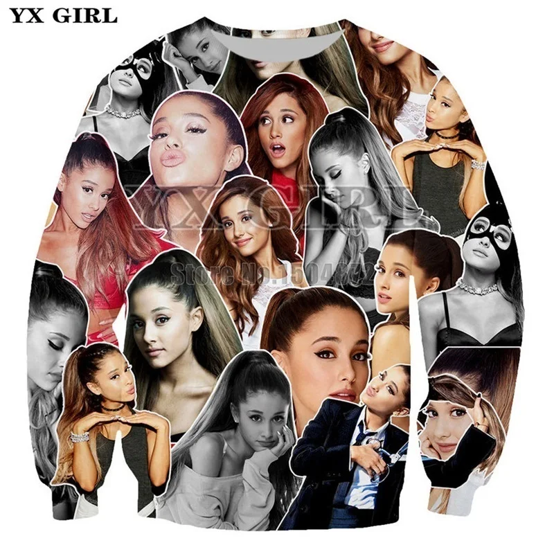

Plus Size Long Sleeve O-neck Pullover For Women/Man 3D Print Character Streetwear Singer Ariana Grande Sweatshirt Casual Hoodie