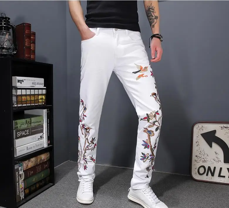 New Brand Men's Casual White Jeans Men 