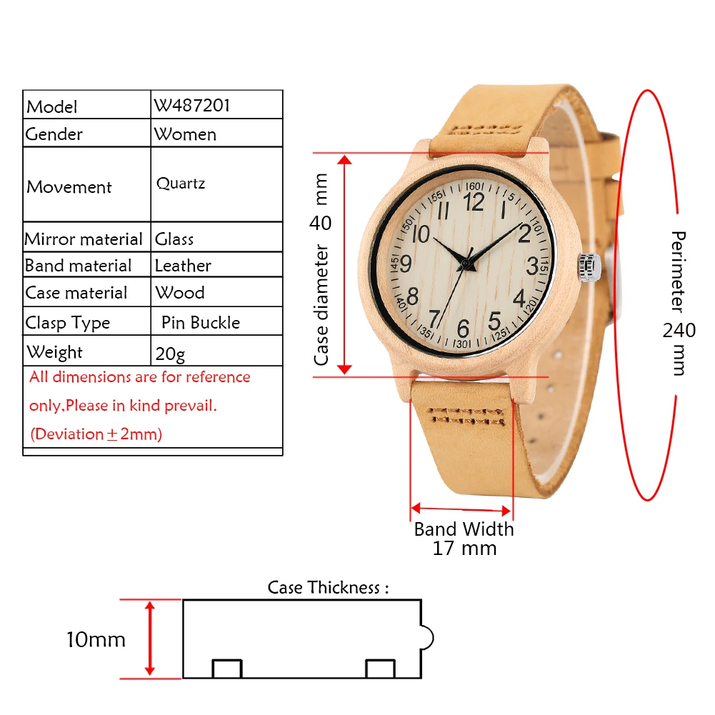 Женские деревянные часы клен цифровой узор циферблат наручные часы для леди легкий кварцевые деревянные часы кожаный ремешок