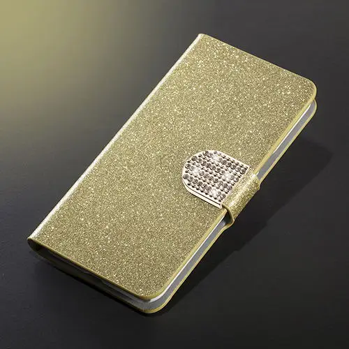 Golden diamond Блестящий чехол из искусственной кожи со стразами для samsung Galaxy Ace4 Ace 4 G313H G313, чехол-книжка с подставкой, кошелек, чехол для телефона, слот для карт - Цвет: Golden diamond