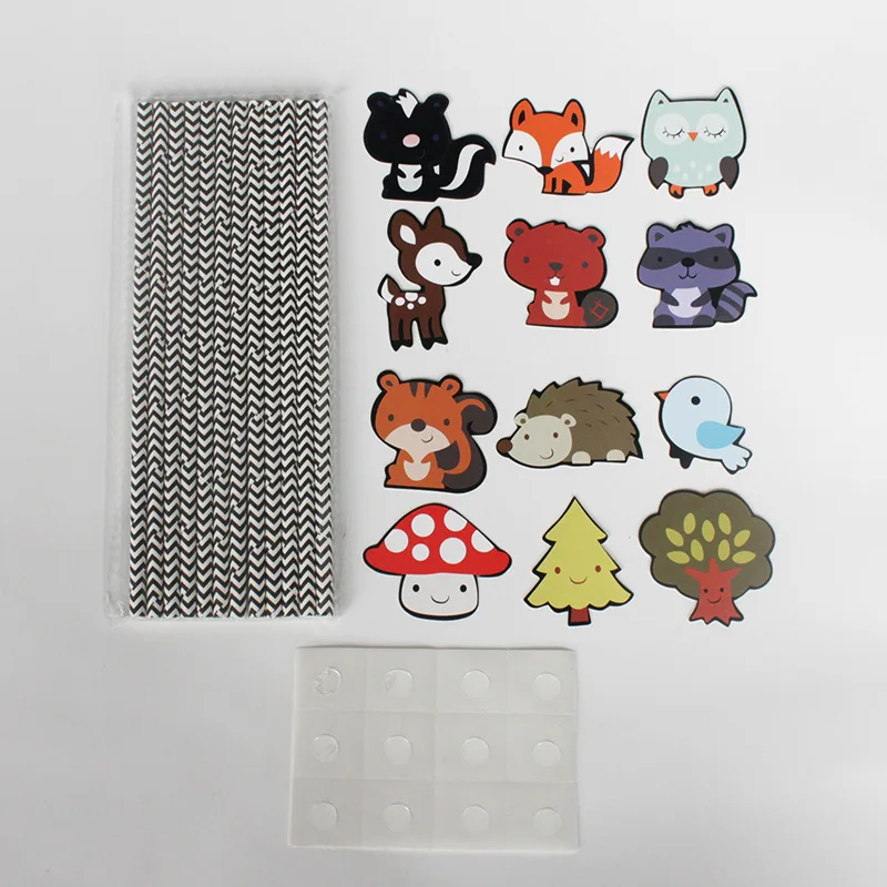 Одноразовые бумажные соломинки для сафари и животных праздничные товары