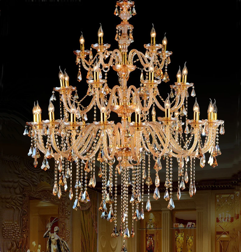 Candelabros grandes modernos, iluminación de cristal grande para
