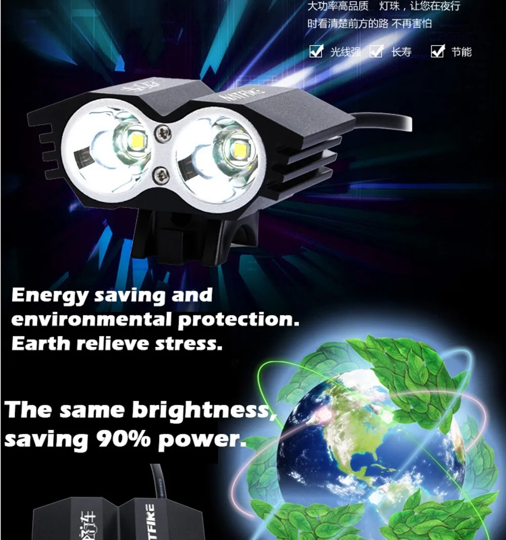 Flash Deal 2400 Lumen Double T6 L2 Bike Bicycle Cycling LED Light Flashlight 5V 2A XML2 High Brightness Lamp Front Light & USB Interface 5
