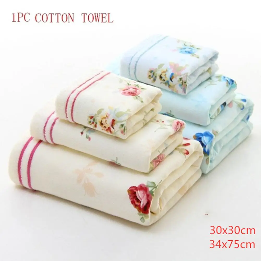 

DSstyles Super Absorbent Rose Flower Printing Pure Cotton Soft Wash Bath Towel for Bathroom Home Hotel