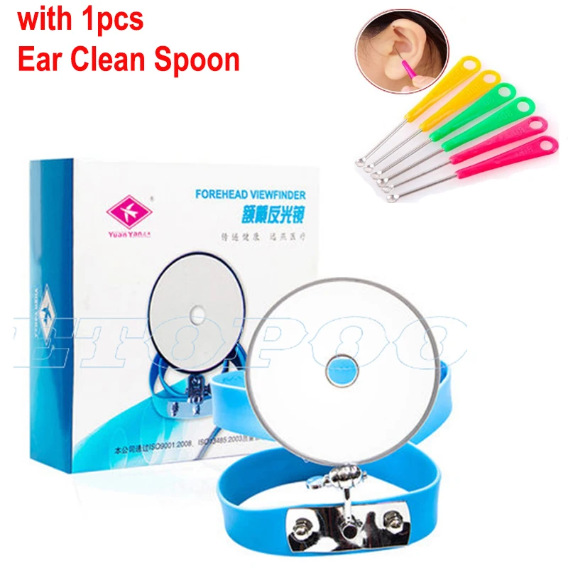 

Forehead viewfinder Amount mirror reflector with ear ENT endoscopy otoscope with 1pcs Ear Clean Spoon