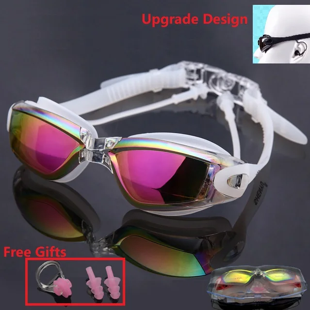 

Plated big frame swimming goggles Ear Plugs Electroplating UV Waterproof Anti fog Swimwear Eyewear Swim Diving Water Glasses