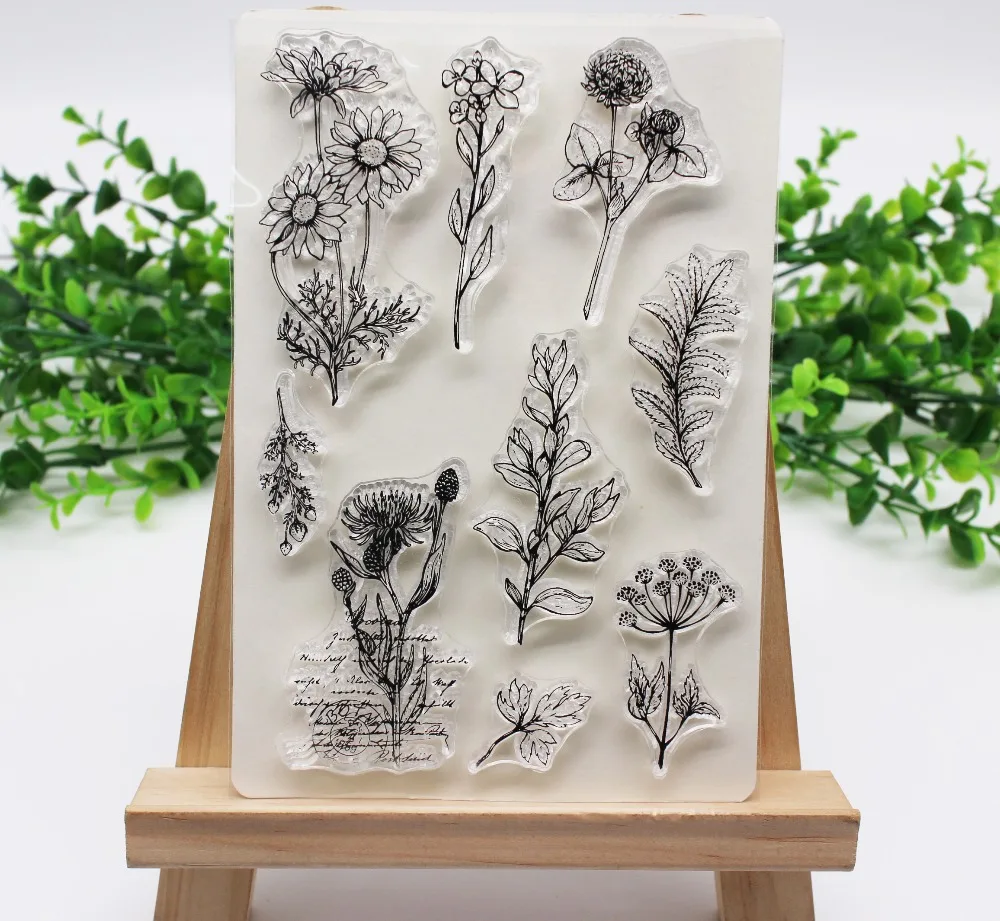 Листья/цветок/растения прозрачные штампы резиновые штампы печать для скрапбукинга альбом открытка изготовление ремесла штампы для украшения