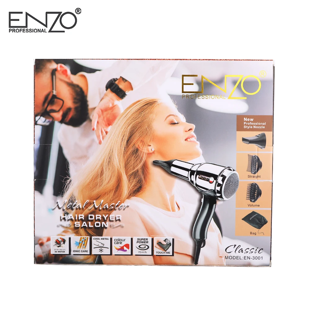 ENZO, 8000 Вт, профессиональный фен для волос с металлическим корпусом, объемный фен с отрицательными ионами, фен-щетка, горячая/холодная, с насадкой для сбора воздуха