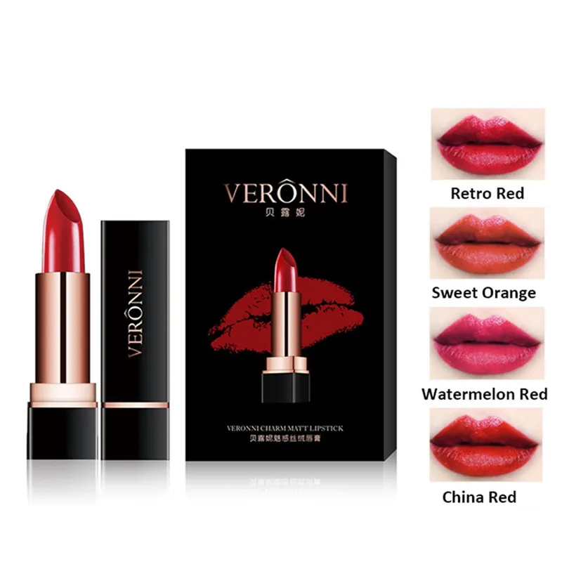 

4 Colors Original Waterproof Matte Lipstick Moisturizer Velvet Cosmetics Lip Stick Easy to Wear Makeup Lips Tint Long-lasting