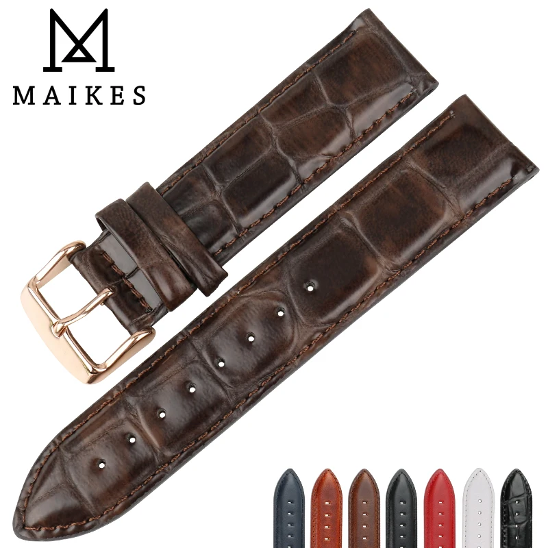 Ремешок MAIKES из натуральной кожи для наручных часов браслет с крокодиловым узором