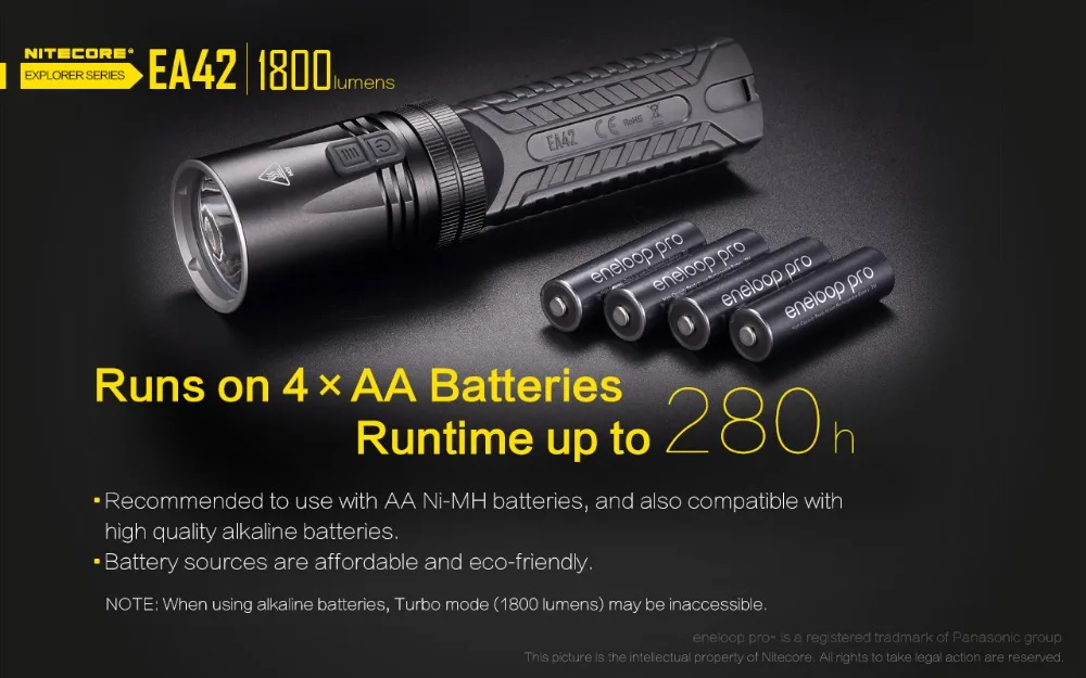 1 шт. NITECORE EA42 CREE XHP35 HD1800 люмен светодиодный фонарик 4xAA батарея для наружного Охота/Кемпинг