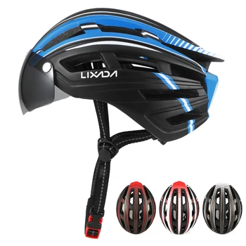 

Lixada Motorcycling Helmet Bicycle Mountain Bike Helmet With Back Light Detachable Magnetic Visor UV Protective For Men Women