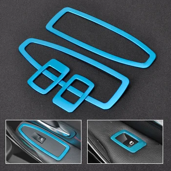 

CITALL 4pcs Blue Full Color Car Door Window Switch Panel Molding Trim Cover For BMW 3 Series F34 F30 320 328 2013 2014 2015