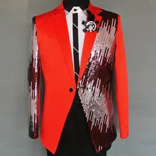 Топ Мода Высокое качество Мужской приталенный Блейзер с блестками смокинг шикарный костюм Psy куртка пальто MC одежда Верхняя одежда Размер