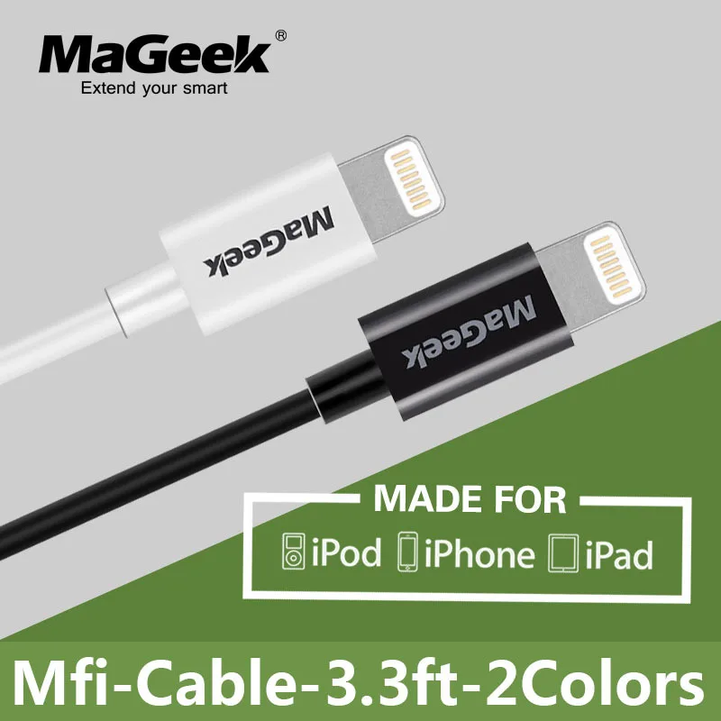 MaGeek MFi Сертифицированный Lightning-USB кабель 1 м кабель для синхронизации данных и зарядки для iPhone Xs Max X 8 7 6 5 5S 5C 6 iPad