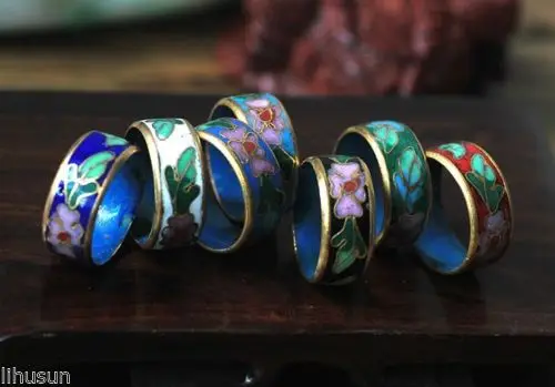 

Wholesale12pcs Charming Vintage Chinese Handmade Cloisonne Enamel Ring
