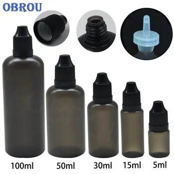 

5PCS Black Plastic Dropper Bottle 3ml 5ml 10ml 15ml 30ml 50ml 100ml Essential Oils Sample BotlleWith Childproof Cap