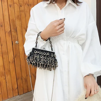 

Beaded tassel drill handmade heavy duty cheongsam dinner portable slung female bag chain shell bag