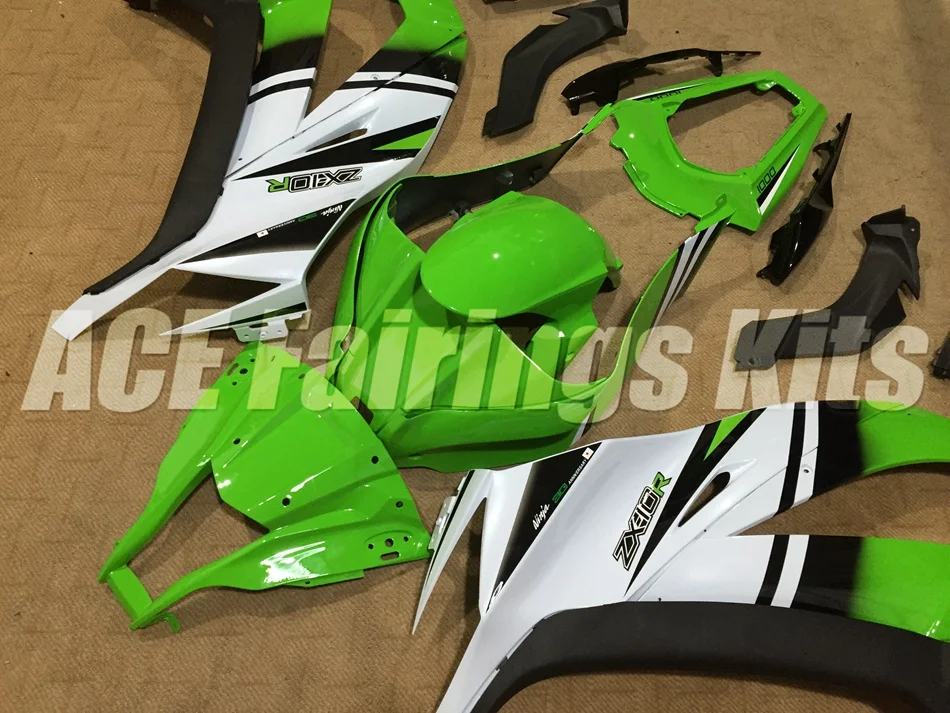 Литьевая форма) ABS Полный комплект обтекателя подходит для Kawasaki Ninja ZX-10R ZX10R 2011- 11 12 13 14 15 Обтекатели Зеленый Белый Горячий