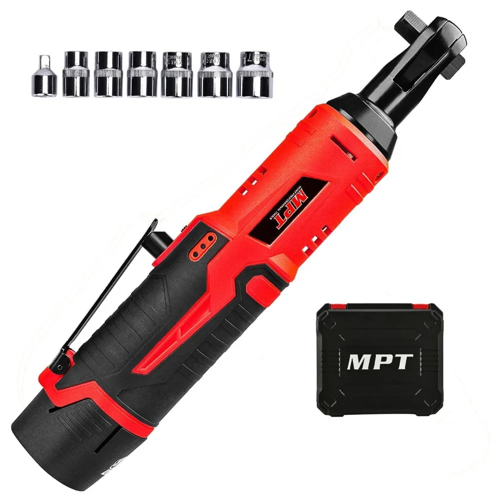 

MPT 12V 3/8" 40Nm Cordless electric Ratchet Wrench Kit with LED, 1500Mah Lithium-Ion Battery, 1 Hour Fast Charger