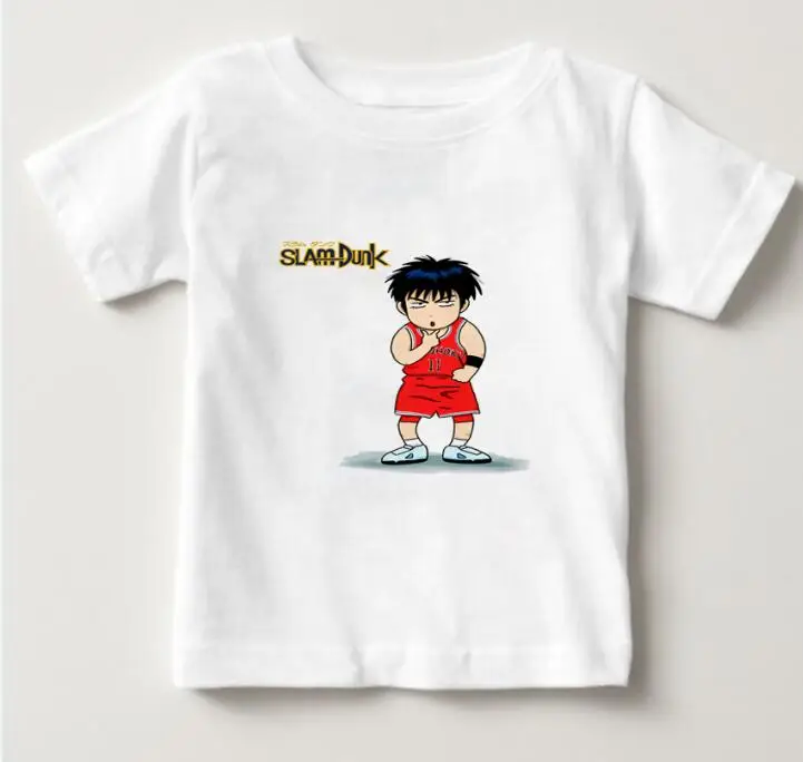 White childreT-shirt Детские летние топы, футболка SLAM DUNK футболка с 3D принтом японского аниме Каэдэ рукава хлопковая футболка для мальчиков и девочек От 2 до 15 лет NN - Цвет: White childreT-shirt