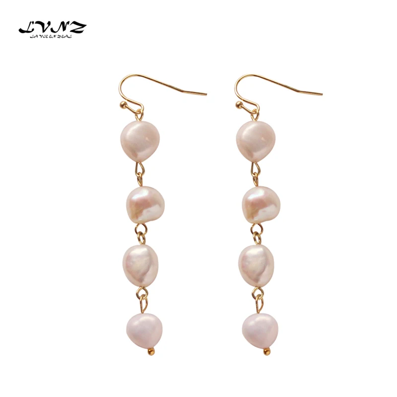 

LVNZ 2019 New Hot Fashion Big Freshwater Pearls Tassels Beaded Long Casual Trendy Drop Earrings For Women Jewelry 7060j