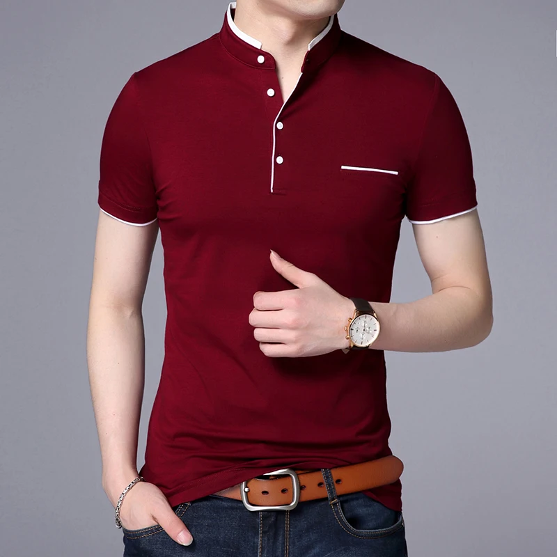 2023 New Fashion Brand Polo Shirt Men's Summer Mandarin Collar