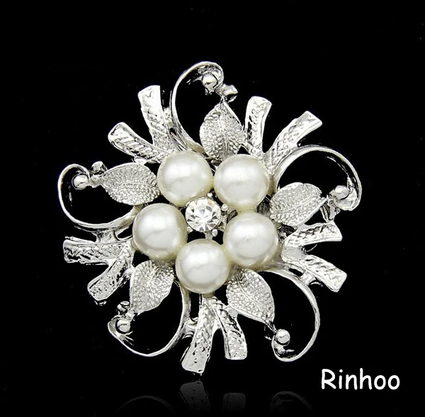 

Korean Fashion Silver Plated Wedding Brooches Simulated Pearl Brooch Flower Collar Dressing Hijab Pins Fashion Jewelry