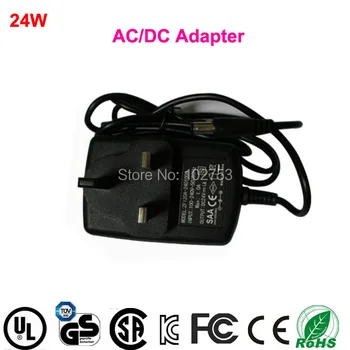 

1.5m long DC cable 24v 1a power adapter, 10pcs free shipping high quality wall mounted UK plug 24W ac/dc transformer