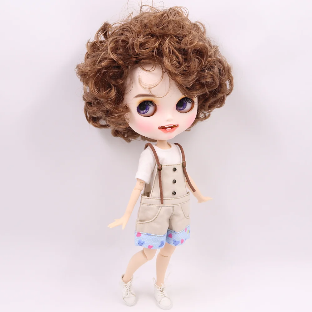 Ледяной обнаженный Blyth кукла для серии № BL9158 каштановые волосы открытый рот с зубами резные губы матовое лицо азон тело 1/6 bjd
