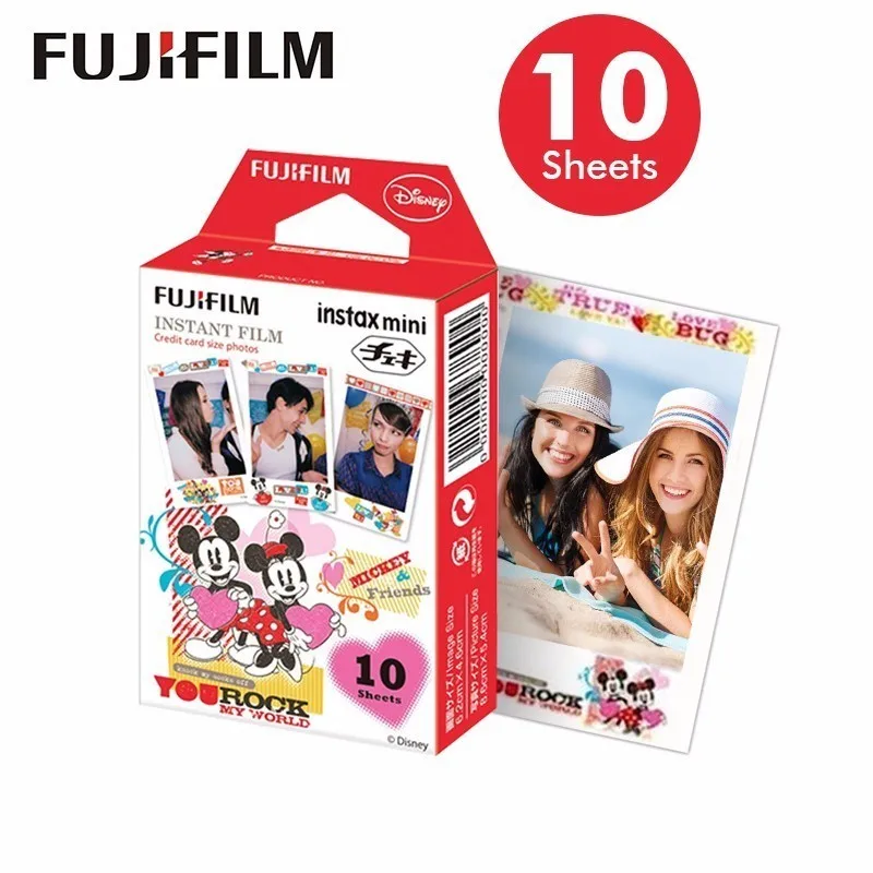 Подлинная Fujifilm Instax Mini Плёнки (10 листов) новый Микки Моментальное фото Камера для 8