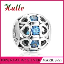 Ажурное Сердце Хрустальные Подвески encantos de plata 925 для изготовления ювелирных изделий Подходит Браслеты diy аксессуары
