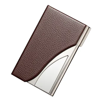 

Leather Stainless Steel Business Name Card Case Holder Men Metal High Quality credit card holder Чехол для визиток 2020 New