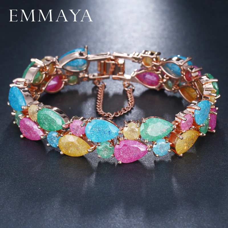 Модный браслет EMMAYA с кубическим цирконием цвета розового золота цветным