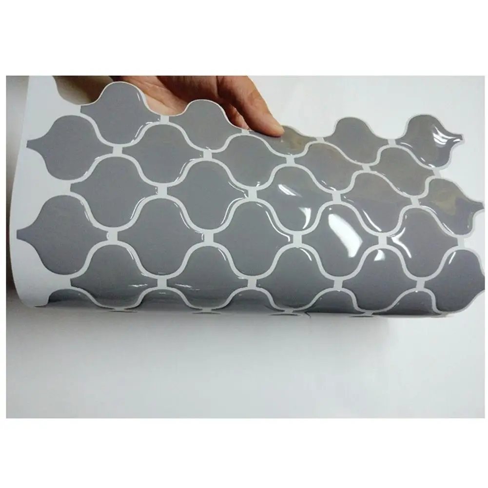 Grey Arabesque Moroccan Tile Self Adhesive Backsplash 3D DIY Mosaic Tile Sticker Vinyl Bathroom Kitchen Wall Stickers Home Decor