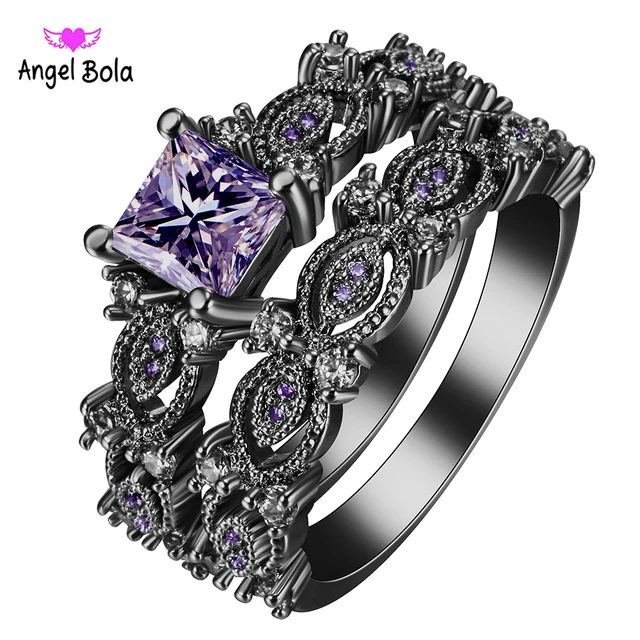 2017 black ring sets hot black gun color zircon pink purple fashion lady finger rings new - Black And Pink Wedding Ring Sets 2017 black ring sets hot black gun color zircon pink purple fashion lady finger rings new - Black And Pink Wedding Ring Sets