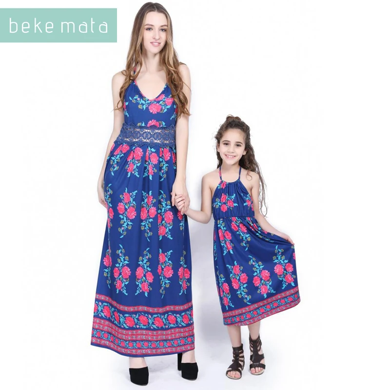 Robe Mère-Fille Loalirando – Imprimé Floral – Sans Manches – Tenue Estivale Famille