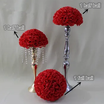 

16 Colors 15 CM to 50cm Available Upscale Artificial Silk Flower Ball Hanging Rose Kissing Balls For Wedding Party Decoration Su