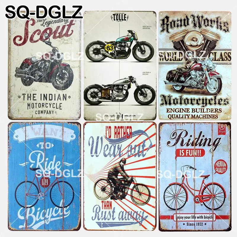 [SQ-DGLZ] новые мотоциклы жестяная вывеска мотель Изделия из металла для верховой езды является интересная картина таблички плакат