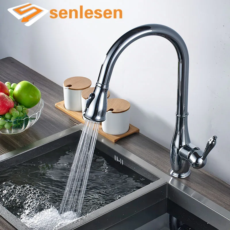 

Wholesale And Retail Kitchen Faucet Pull Out Sprayer Chrome Nickle Single Handle Hole Vessel Sink Mixer Tap