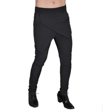 black Новые корейские модные мужские брюки-кюлоты, повседневные легинсы, шаровары, костюмы певицы - Цвет: black
