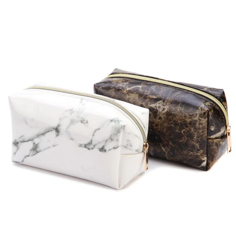 

1 Pcs Kawaii Portable Marble PU Makeup Bag Cosmetic Bag Pencil Case Large Capacity Toiletry Bag Storage Organizer Stationery